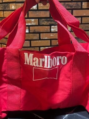 Marlboro Red Canvas Carry Tote with White Logo